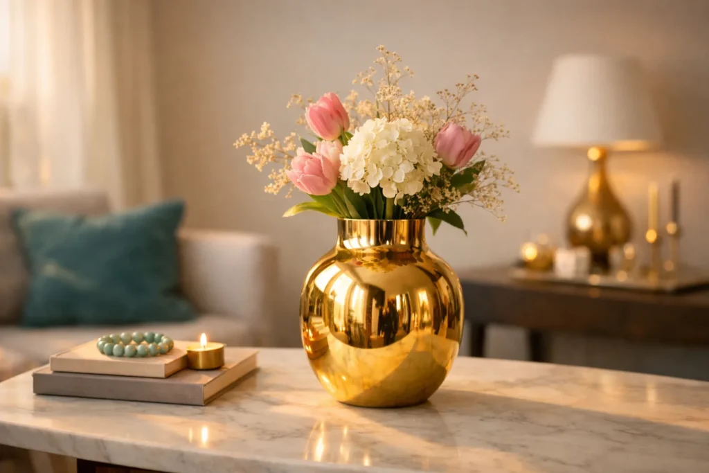 Le vase doré : la tendance déco qui brille dans les intérieurs modernes