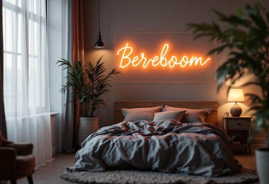Astuces déco : bien placer un néon dans une petite chambre pour un effet wow