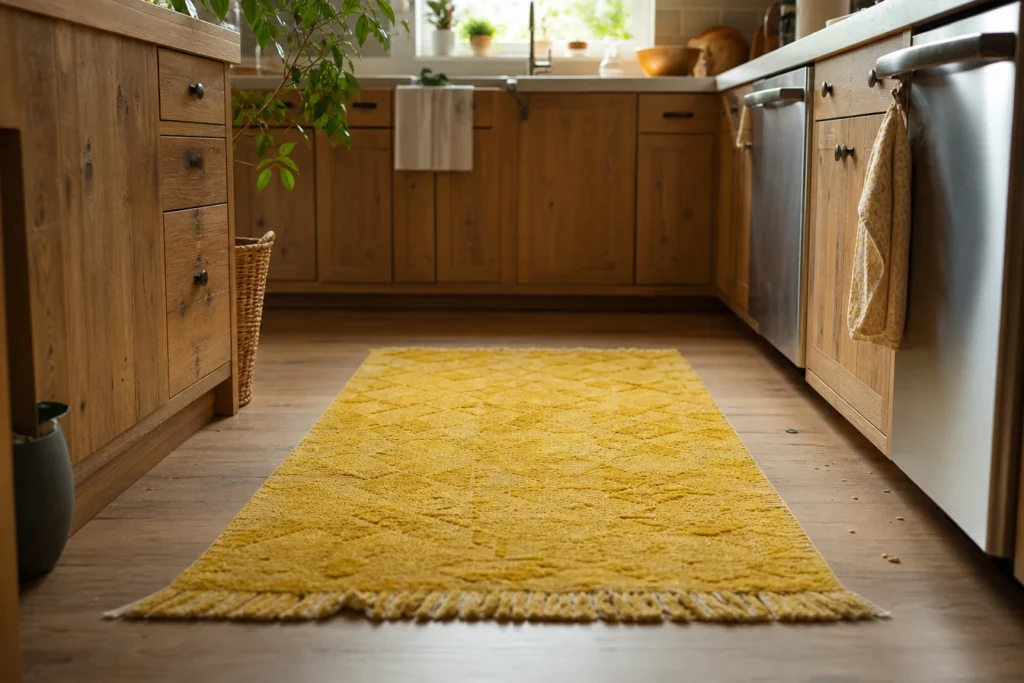 Osez le tapis de cuisine jaune pour dynamiser votre intérieur